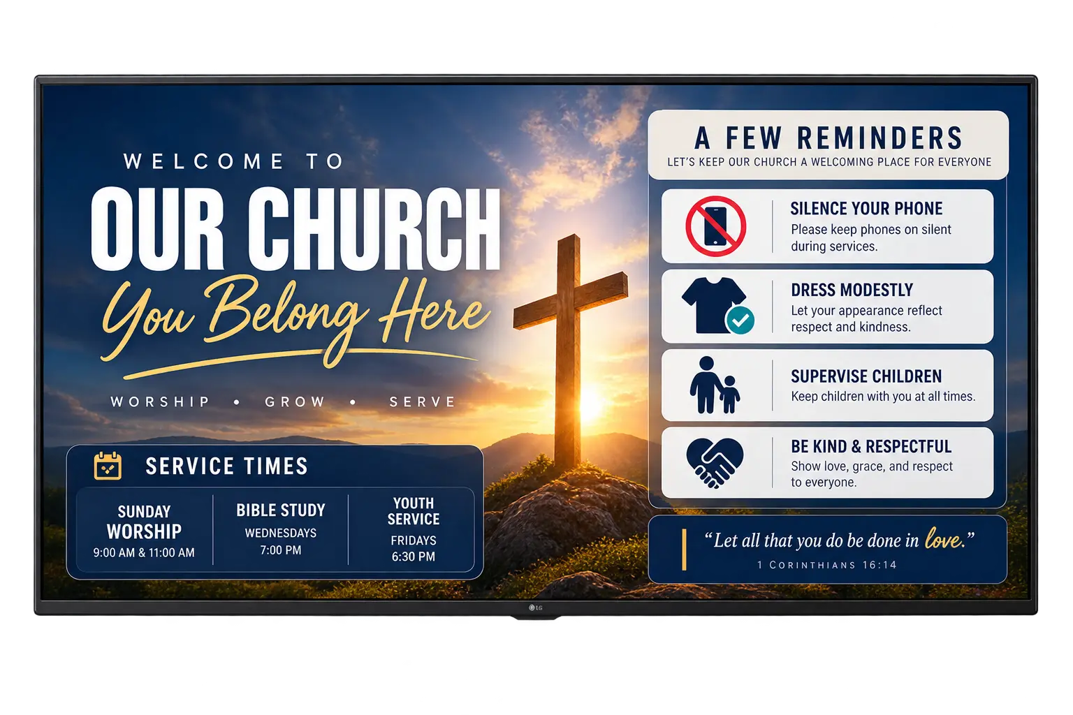 Churches digital signage example