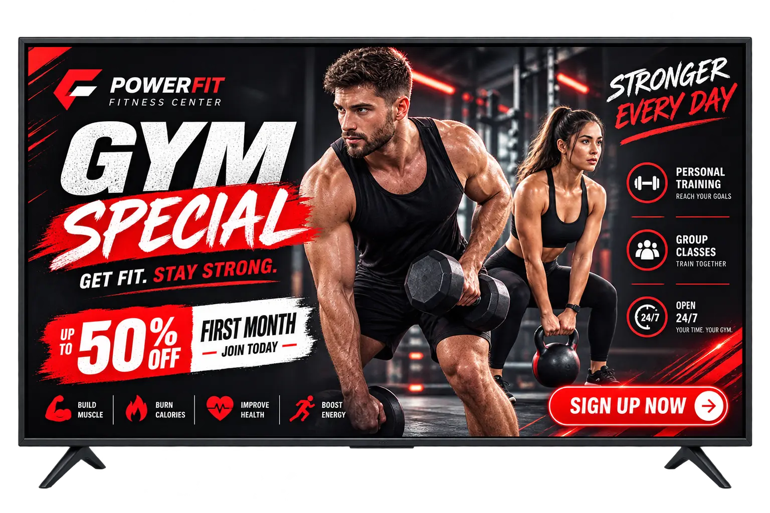 Gyms digital signage example