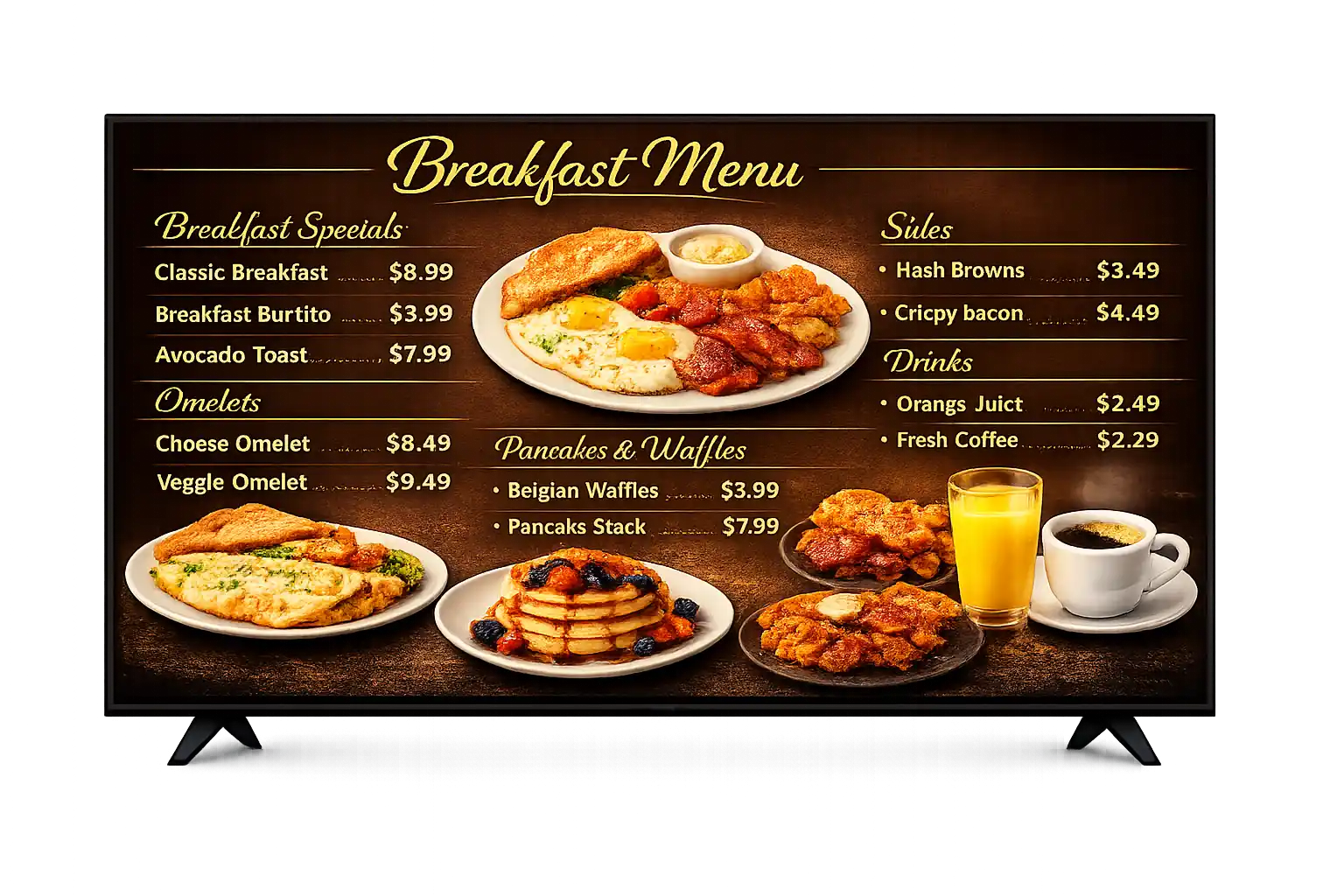 Save time with day-parted menus — Breakfast