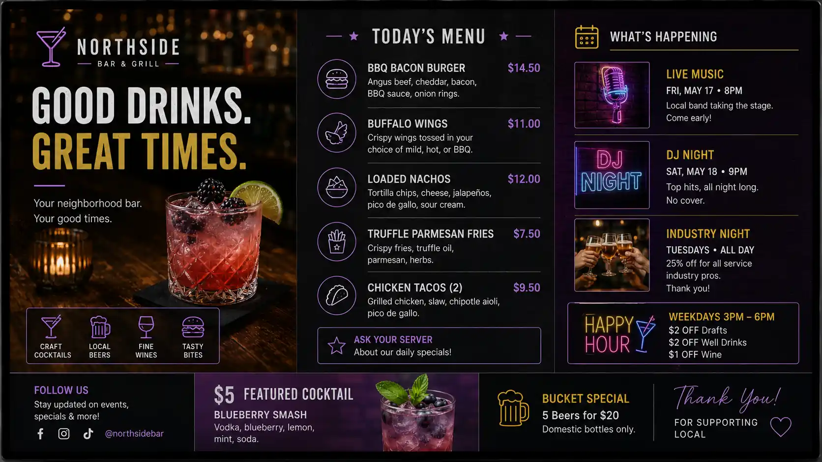Bars digital signage example