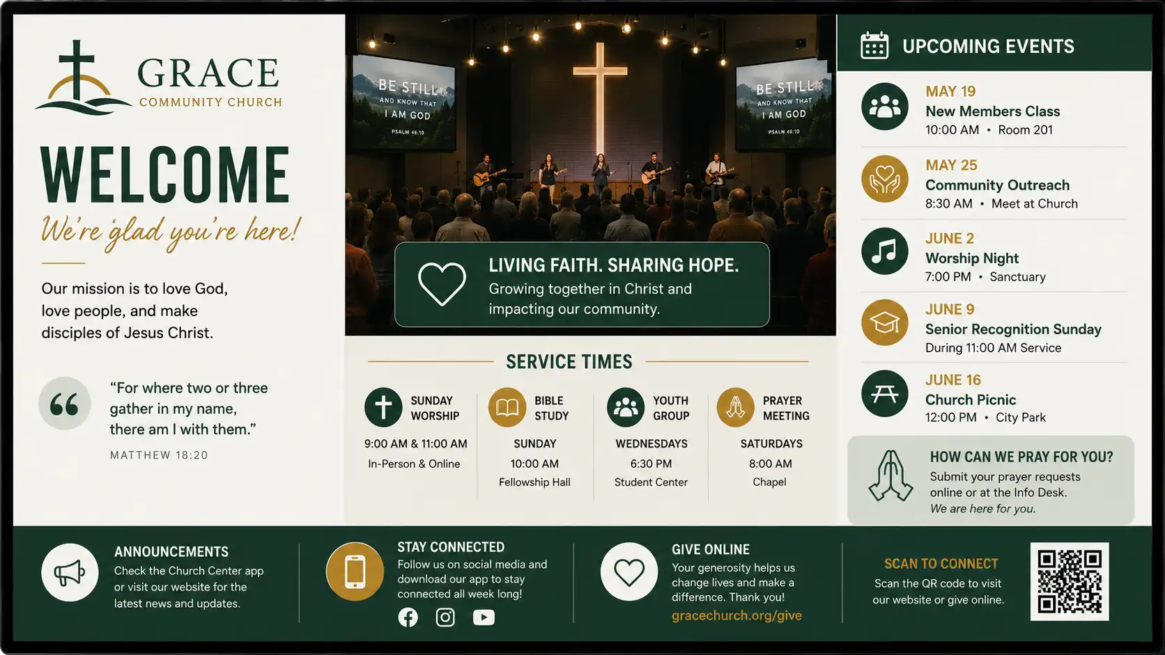 Churches digital signage example