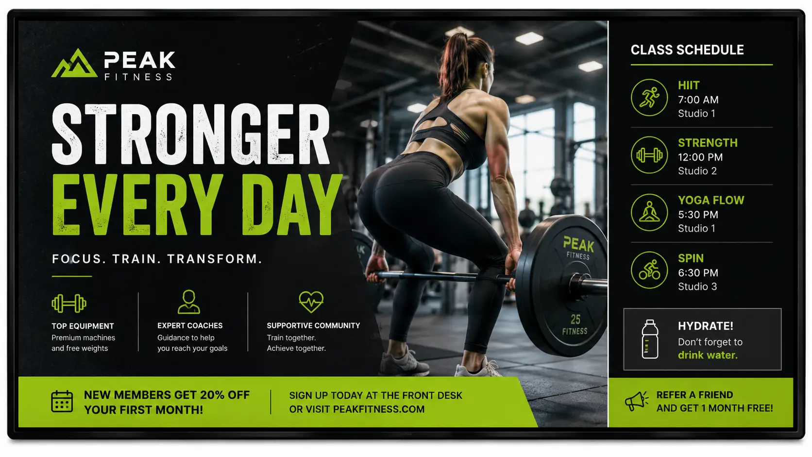 Gyms digital signage example