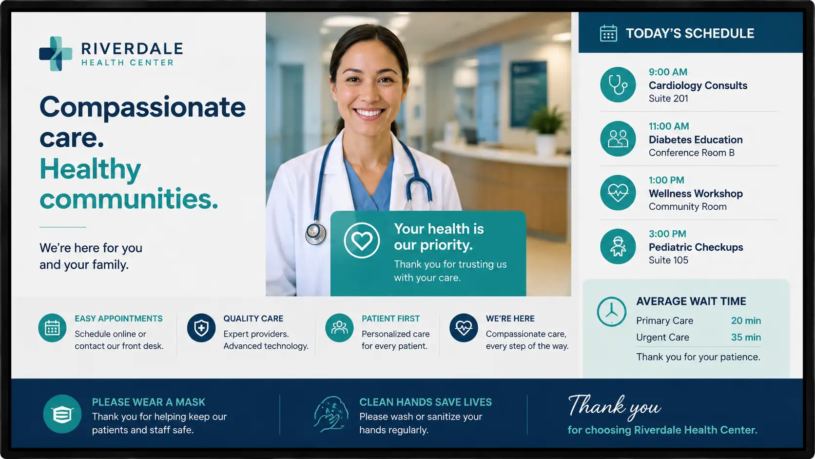 Healthcare digital signage example