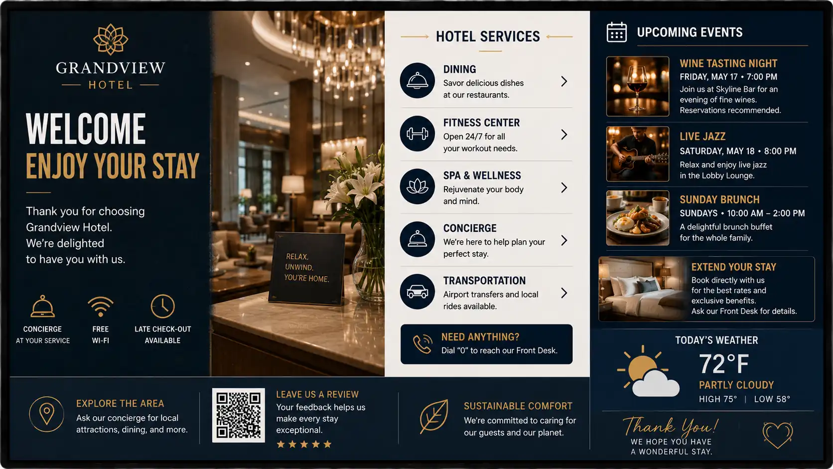 Hotels digital signage example