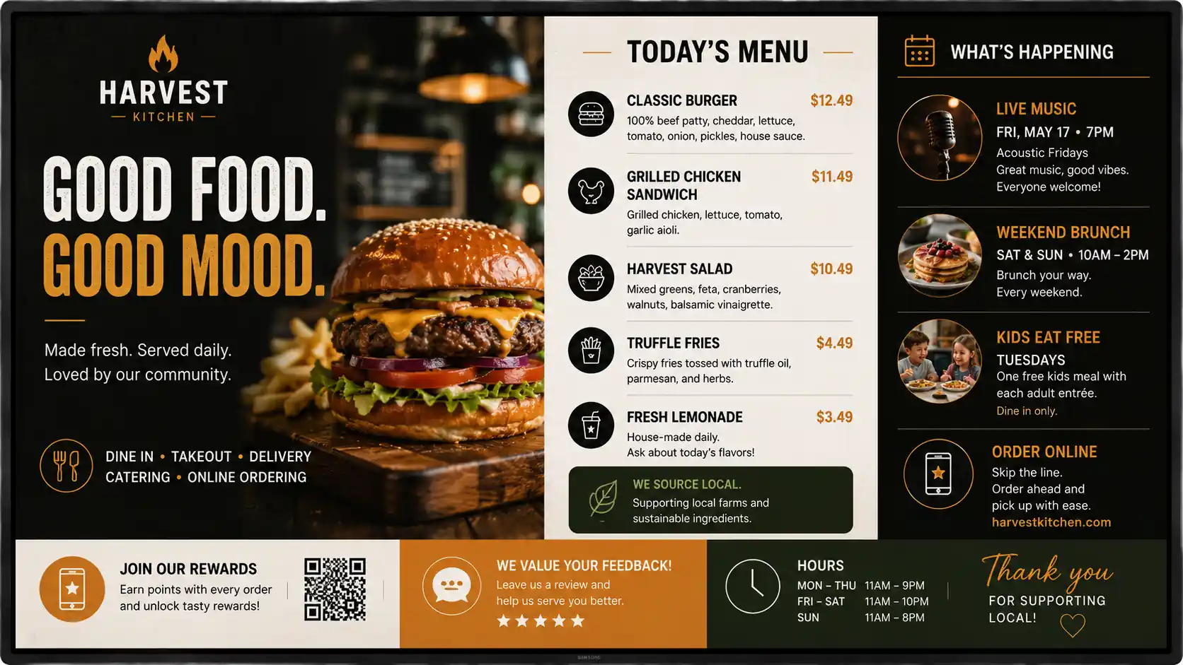 Restaurants digital signage example