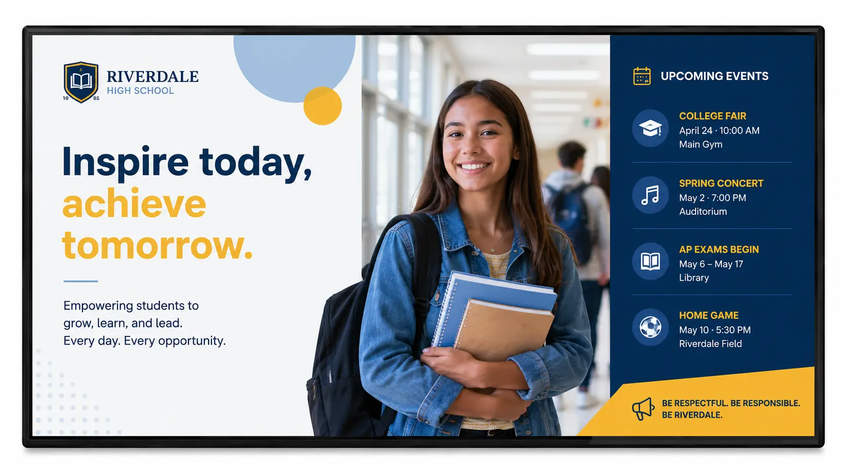 Schools digital signage example